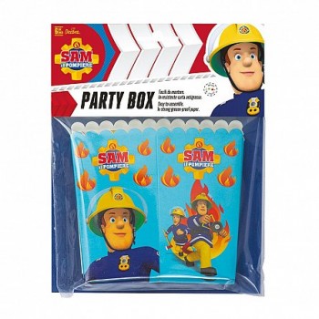 Cutii Party Pompierul Sam, Carton Impermeabil, 7 x 7 x H 14 cm, 6 Buc/Set